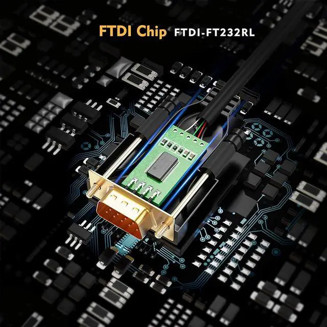 Alt view image 6 of 7 - USB to RS232 Adapter (FTDI Chipset), CableCreation 3 Feet RS-232 Male DB9 Serial Converter Cable for Windows 10, 8.1, 8,7, Vista, XP, 2000, Linux, Mac OS X 10.6 and Above,1M / Black