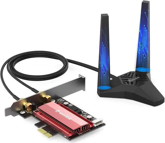 Main image of 2024 New AX5400 WiFi 6E PCIe Network Card, Wavlink Tri-Band AX210 Wireless Adapter with Bluetooth 5.3, MU-MIMO, WPA3, OFDMA, Low-Profile Bracket, Heat Sink, for Windows 10/11