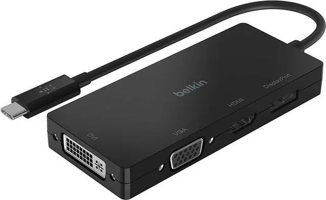 Main image of Multiport USB-C Adapter (USB-C Video Adapter w/VGA DVI 4K HDMI 4K DisplayPort) Connect Your USB-C Laptop to Any Display (AVC003btBK)