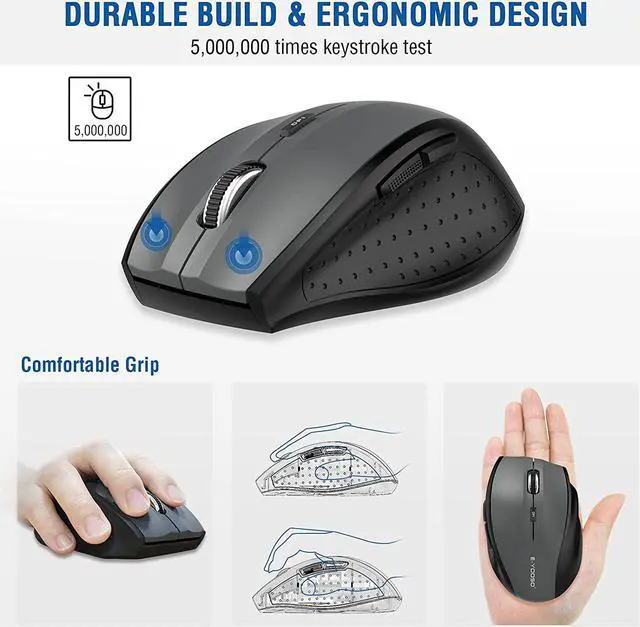 Alt view image 4 of 7 - Wireless Mouse Computer Mouse 18 Months Battery Life Cordless Mouse 5 Level 2400 DPI 6 Button Ergo Wireless Mice 2.4G Portable USB Wireless Mouse for Laptop Mac Chromebook PC Windows