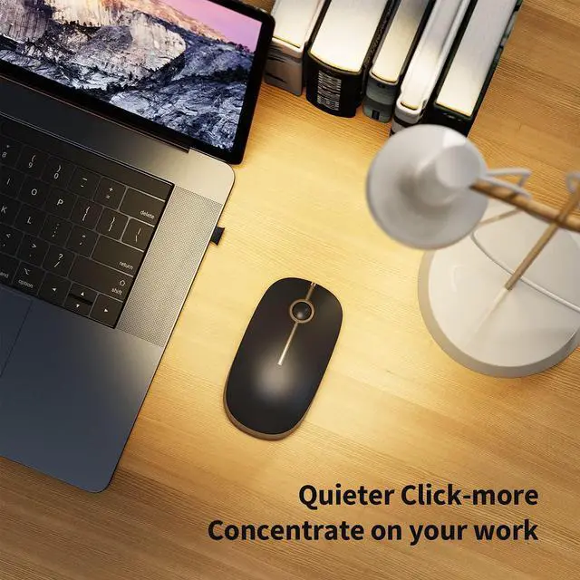 Alt view image 4 of 7 - Wireless Mouse Vssoplor 2.4G Slim Portable Computer Mice with Nano Receiver for Notebook PC Laptop Computer-Black and Gold