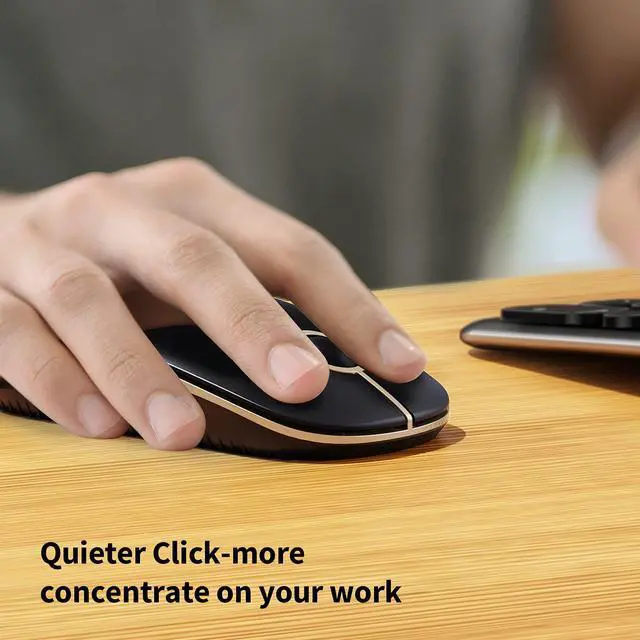 Alt view image 6 of 7 - Wireless Mouse Vssoplor 2.4G Slim Portable Computer Mice with Nano Receiver for Notebook PC Laptop Computer-Black and Gold