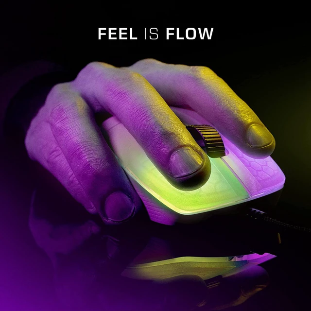 Alt view image 7 of 7 - ROCCAT Kone Pro Lightweight Ergonomic Performance PC Gaming Mouse with 19K DPI Optical Sensor, Aluminum Titan Wheel Pro, & AIMO RGB Lighting - White