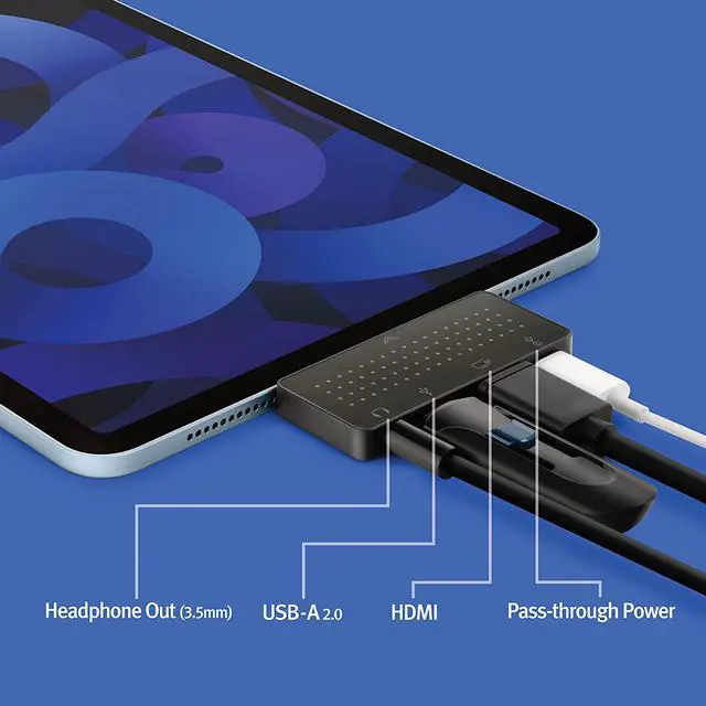 Alt view image 2 of 4 - Twelve South StayGo Mini | Ultra-Thin USB-C Hub for Type C Tablets, Laptops and iPad Pro, MacBook for Home, Office & Travel