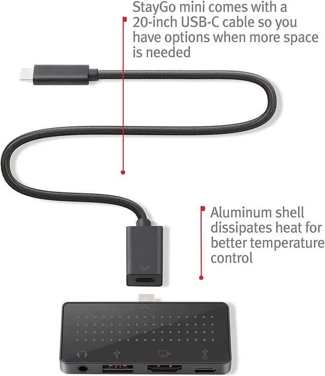 Alt view image 4 of 4 - Twelve South StayGo Mini | Ultra-Thin USB-C Hub for Type C Tablets, Laptops and iPad Pro, MacBook for Home, Office & Travel
