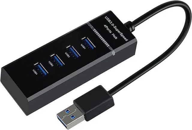 Main image of USB Hub 3.0 USB Port Splitter,4 Port High Speed USB Data Hub with LED Indicator for Laptop, PC, Computer, Mobile HDD, Keyboard,Mouse and More - Black