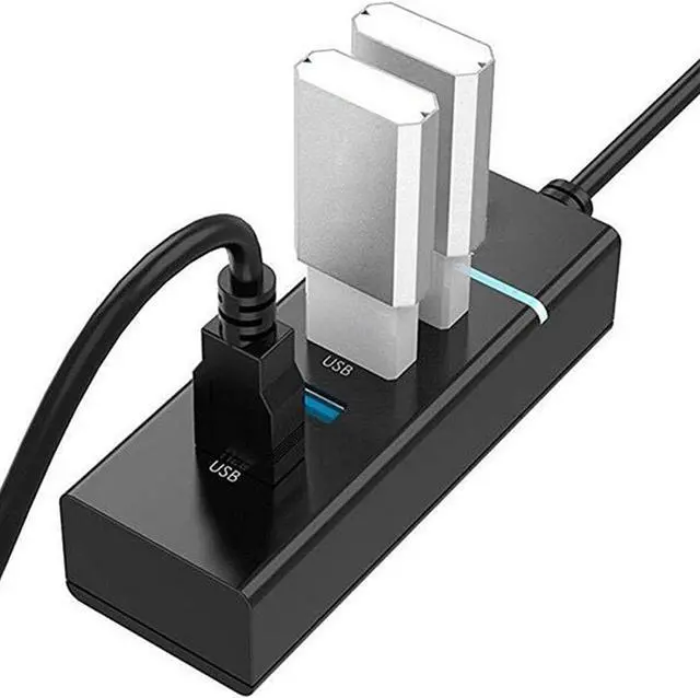 Alt view image 3 of 6 - USB Hub 3.0 USB Port Splitter,4 Port High Speed USB Data Hub with LED Indicator for Laptop, PC, Computer, Mobile HDD, Keyboard,Mouse and More - Black