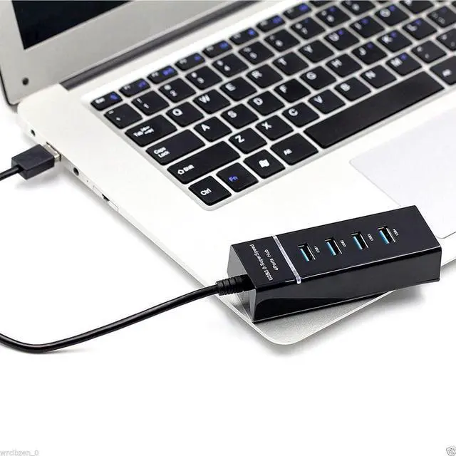 Alt view image 5 of 6 - USB Hub 3.0 USB Port Splitter,4 Port High Speed USB Data Hub with LED Indicator for Laptop, PC, Computer, Mobile HDD, Keyboard,Mouse and More - Black
