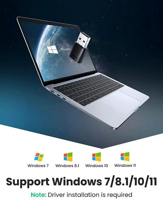 Alt view image 5 of 7 - UGREEN Bluetooth Adapter for PC USB Bluetooth 5.0 Receiver Dongle Mini Size Wireless Computer Adapter Compatible with Desktop Laptop Mouse Keyboard Printer Speaker Support Windows 11/10/8.1/8/7