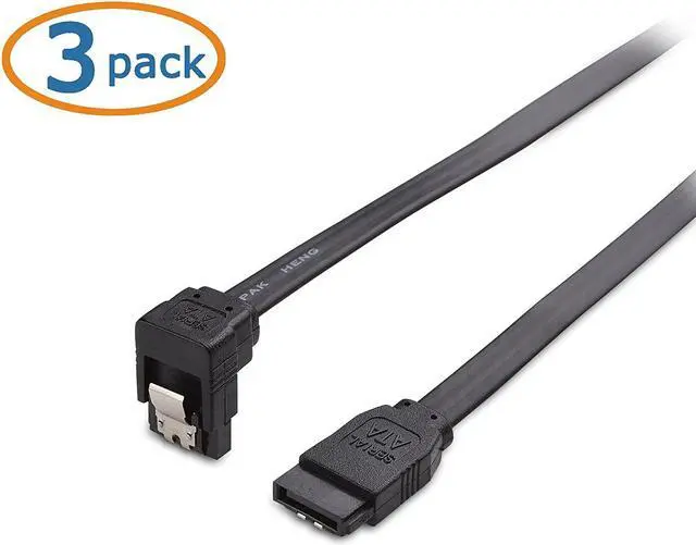 Alt view image 2 of 7 - Good Product Outlet 3-Pack 90 Degree Right Angle SATA Cable 24 Inches (6.0 Gbps SATA III Cable, SATA Cable for SSD, SATA SSD Cable, SATA 3 Cables) Black