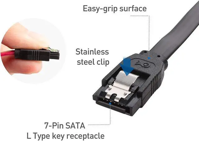 Alt view image 4 of 7 - Good Product Outlet 3-Pack 90 Degree Right Angle SATA Cable 24 Inches (6.0 Gbps SATA III Cable, SATA Cable for SSD, SATA SSD Cable, SATA 3 Cables) Black