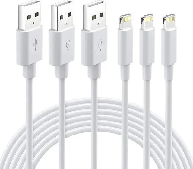 Main image of Lightning Cable MFi Certified - iPhone Charger 3Pack 6FT Lightning to USB A Charging Cable Cord Compatible with iPhone 14 13 12 Mini Pro Max SE 11 Xs Max XR X 8 7 6 Plus 5S iPad Pro Airpods - White
