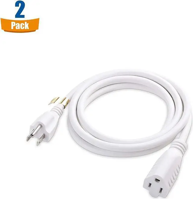 Alt view image 2 of 5 - Cable Matters 2-Pack 16 AWG Heavy Duty Power Extension Cord 6 ft in White UL Listed (Power Cord Extension / 3 Prong Extension Cords NEMA 5-15P to NEMA 5-15R)