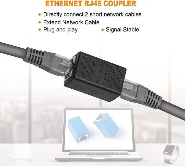 Alt view image 2 of 6 - HuaHengHT Cat6 Ethernet RJ45 Coupler Female to Female Inline Coupler 8p8c Internet Cable Connectors Extender Adapter (6, Multicolored)