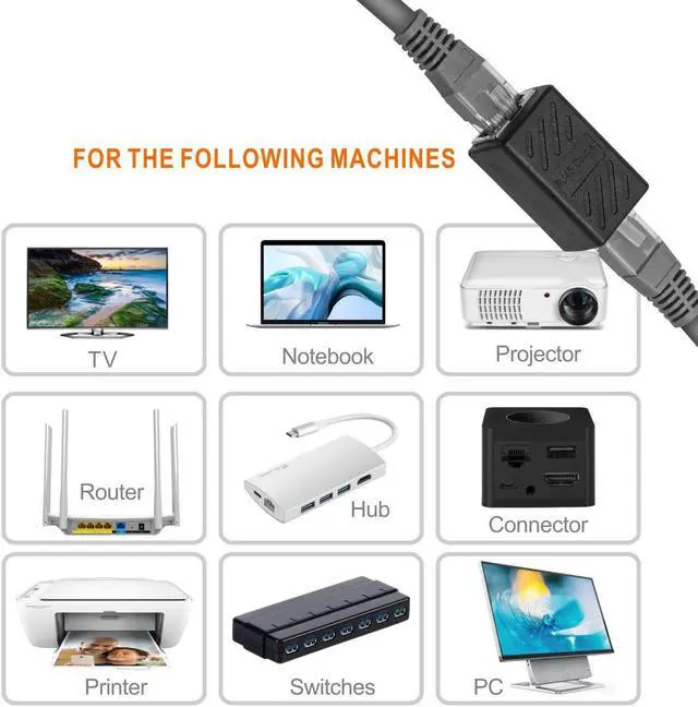 Alt view image 4 of 6 - HuaHengHT Cat6 Ethernet RJ45 Coupler Female to Female Inline Coupler 8p8c Internet Cable Connectors Extender Adapter (6, Multicolored)