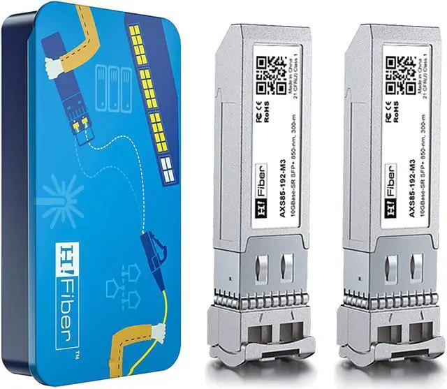 Alt view image 2 of 7 - 2 Pack 10Gbase-SR Modules with 10Gb SFP+ PCI-E NIC and 2M OM3 LC to LC Fiber Patch Cable, 10G MultiMode SFP+ LC Fiber Transceiver for UniFi, Broadcom BCM57810S Network Card, Dual SFP+ Ports, PCIe X8