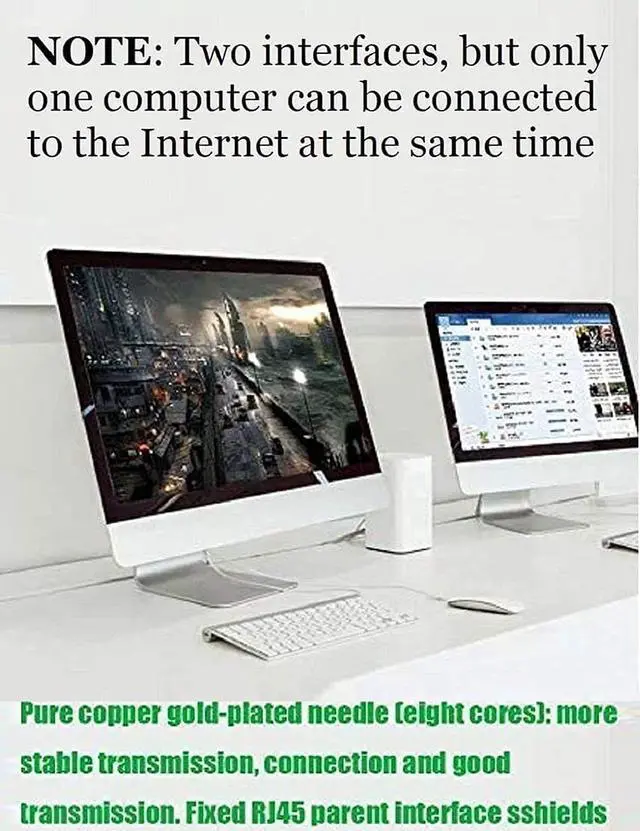 Alt view image 6 of 7 - 2Pack RJ45 Ethernet Splitter Cable Network Adapter 1 Male to 2 Female Suitable Super Cat5 Cat5e Cat6 Cat7 Connector LAN Ethernet Cables Internet Adapter Black