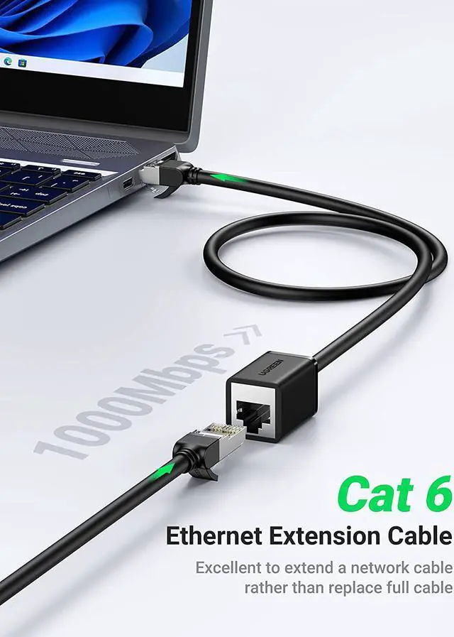 Alt view image 2 of 7 - UGREEN Ethernet Extension Cable Cat6 LAN Cable Extender Cat 6 RJ45 Network Patch Cord Male to Female Connector for Router Modem Smart TV PC Computer Laptop 6FT