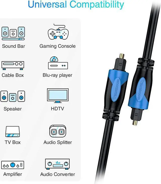 Alt view image 3 of 7 - BlueRigger Digital Optical Audio Toslink Cable (100FT Fiber Optic Cord in-Wall CL3 Rated 24K Gold-Plated) - Compatible with Home Theatre Sound Bar TV Xbox Playstation PS5 PS4