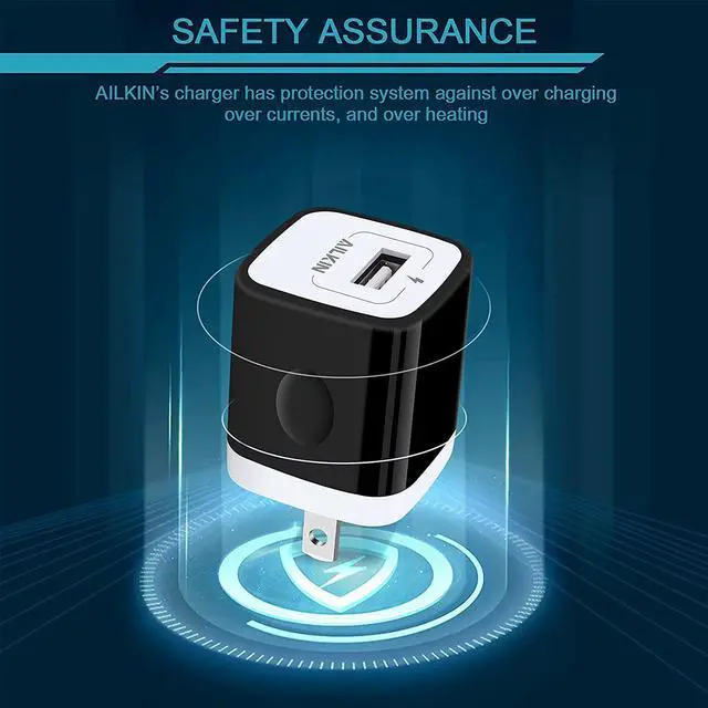 Alt view image 2 of 7 - AILKIN USB Charger Wall Plug, 5Pack-1Port Fast Charging Outlet AC Power Adapter Block Cube Box Brick for Apple iPhone, Samsung Galaxy, Android or Type C Phones Charge Multi USB Base Fast Charging