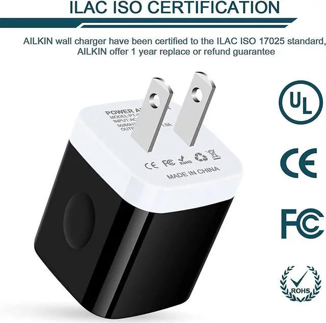 Alt view image 4 of 7 - AILKIN USB Charger Wall Plug, 5Pack-1Port Fast Charging Outlet AC Power Adapter Block Cube Box Brick for Apple iPhone, Samsung Galaxy, Android or Type C Phones Charge Multi USB Base Fast Charging