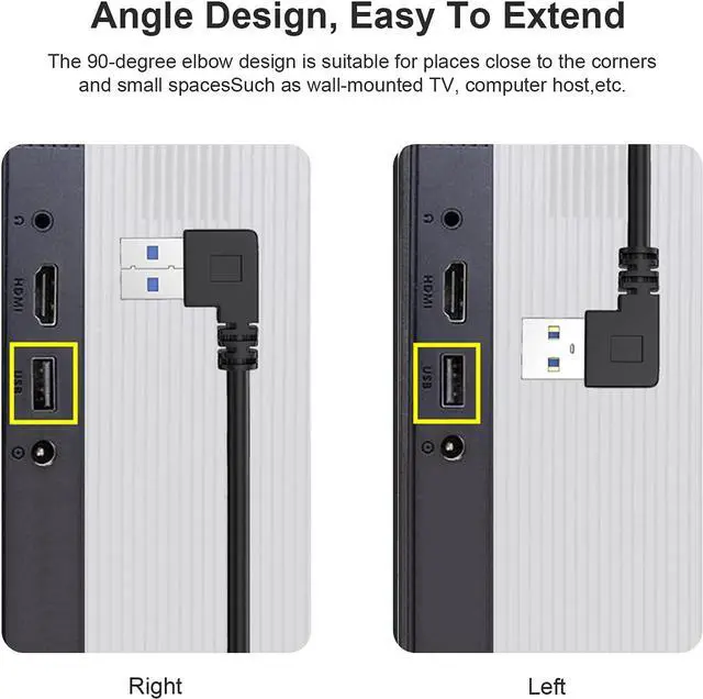Alt view image 3 of 7 - SuperSpeed USB 3.0 Male to Female Extension Data Cable Left and Right Angle 2PCS (20CM 8IN)