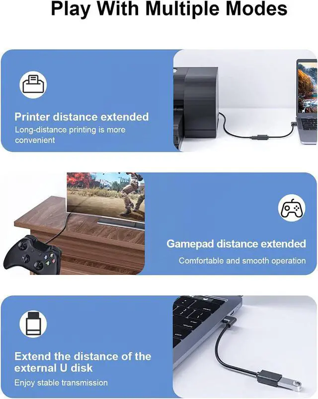 Alt view image 6 of 7 - SuperSpeed USB 3.0 Male to Female Extension Data Cable Left and Right Angle 2PCS (20CM 8IN)