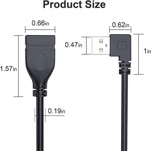 Alt view image 7 of 7 - SuperSpeed USB 3.0 Male to Female Extension Data Cable Left and Right Angle 2PCS (20CM 8IN)