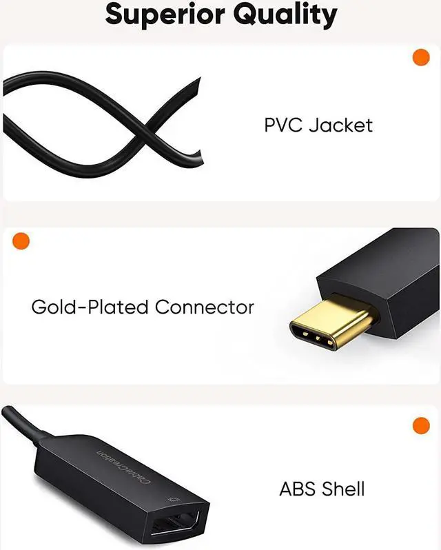 Alt view image 6 of 7 - CableCreation 8K USB C to DisplayPort Adapter, 40G Type C to Display Port,USB-C to DP 1.4 [8K@60Hz, 4K@144Hz] HDR, Thunderbolt 4/3 Compatible with Valve Index, MacBook, iPhone 15, XPS, Oculus Rift S