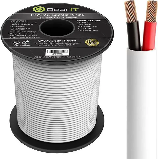 12 AWG CL2 OFC in Wall Speaker Wire 