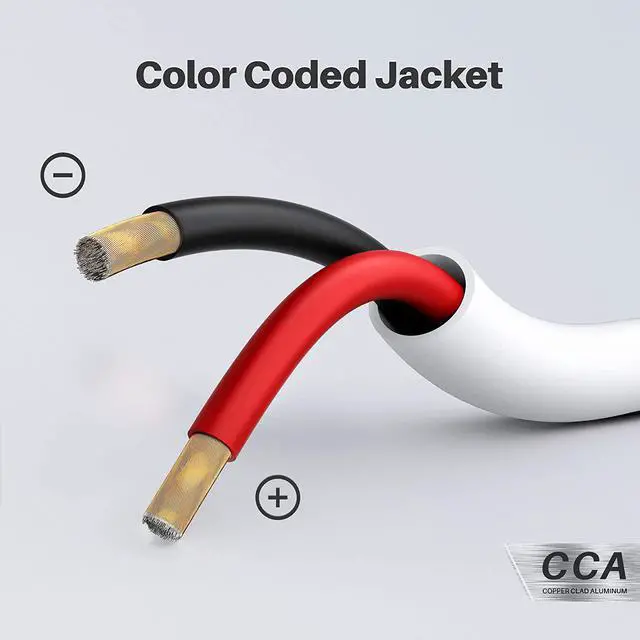 Alt view image 6 of 7 - GearIT 16/2 Speaker Wire (100 Feet) 16 Gauge (Copper Clad Aluminum) - Fire Safety in Wall Rated Audio Speaker Wire Cable / CL2 Rated / 2 Conductors - CCA, 100ft