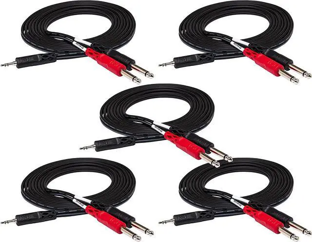 Main image of CMP-159 3.5 mm TRS to Dual 1/4" TS Stereo Breakout Cable, 9 Feet (5-Pack)