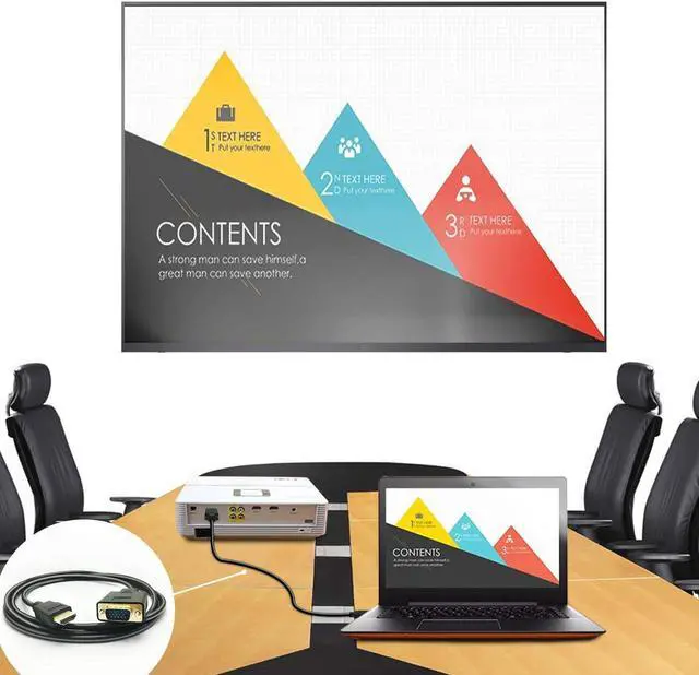 Alt view image 2 of 7 - HDMI to VGA Cable 1080P HDMI Male to VGA Male M/M Video Converter Cord VGA Adapter Compatible w/HDMI Desktop Laptop DVD to 15 Pin D-SUB VGA HDTV Monitor Projector - 6Feet