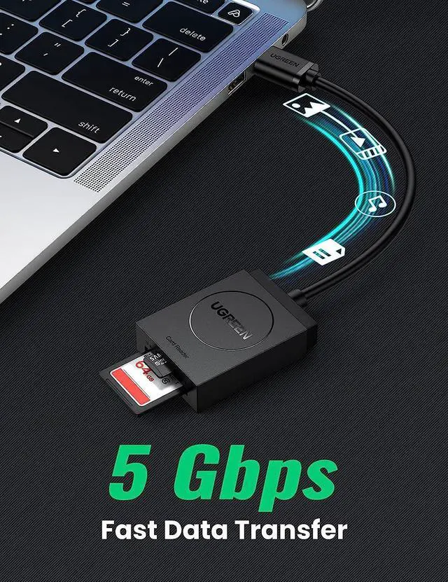 Alt view image 4 of 7 - UGREEN SD Card Reader USB 3.0 Dual Slot Flash Memory Card Reader TF SD Micro SD SDXC SDHC MMC RS-MMC Micro SDXC Micro SDHC UHS-I for Mac Windows Linux Chrome Read 2 Cards Simultaneously