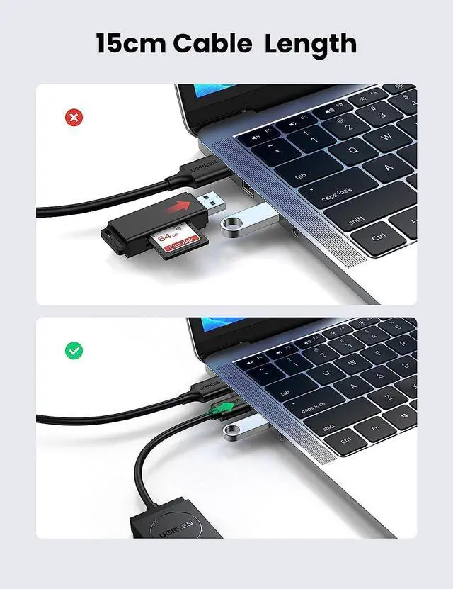 Alt view image 6 of 7 - UGREEN SD Card Reader USB 3.0 Dual Slot Flash Memory Card Reader TF SD Micro SD SDXC SDHC MMC RS-MMC Micro SDXC Micro SDHC UHS-I for Mac Windows Linux Chrome Read 2 Cards Simultaneously