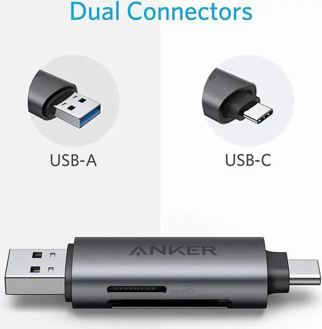 Alt view image 2 of 7 - USB-C and USB 3.0 SD Card Reader PowerExpand+ 2-in-1 Memory Card Reader with Dual Connectors for SDXC SDHC (Micro) SD MMC RS-MMC Micro SDXC Micro SDHC and UHS-I