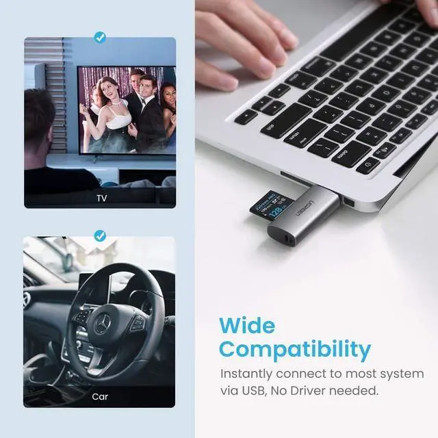 Alt view image 6 of 7 - UGREEN SD Card Reader USB 3.0 Memory Card Reader Adapter Aluminum Dual Slot for SD SDXC SDHC MMC RS-MMC Micro SD TF Micro SDXC Micro SDHC UHS-I for Mac Windows Linux Chromebook PS4 PC