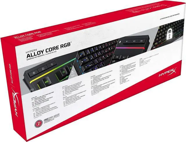 Alt view image 7 of 7 - HyperX Alloy Core RGB u2013 Membrane Gaming Keyboard Comfortable Quiet Silent Keys with RGB LED Lighting Effects Spill Resistant Dedicated Media Keys Compatible with Windows 10/8.1/8/7 u2013 Black