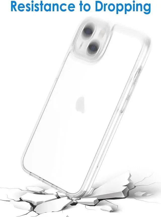 Alt view image 6 of 6 - Case for iPhone 13 6.1-Inch, Non-Yellowing Shockproof Phone Bumper Cover, Anti-Scratch Clear Back (Clear)