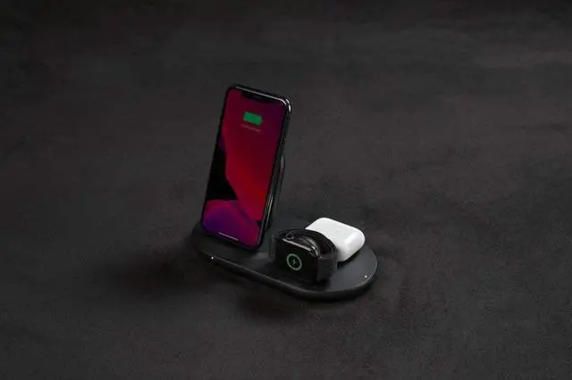 Alt view image 14 of 20 - belkin 3-in-1 wireless charger (wireless charging station for iphone, apple watch, airpods) wireless charging dock, iphone charging dock, apple watch charging stand