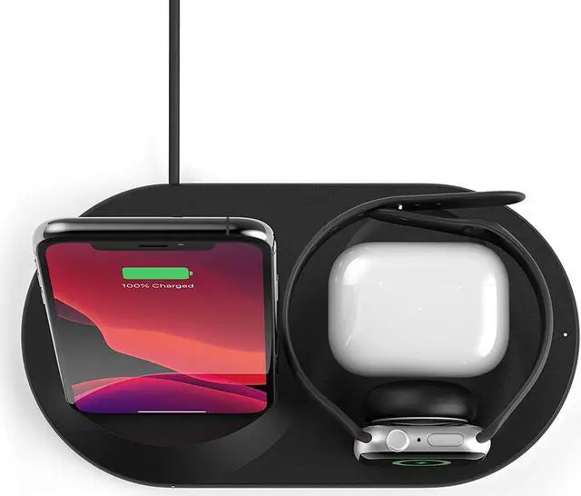 Alt view image 16 of 20 - belkin 3-in-1 wireless charger (wireless charging station for iphone, apple watch, airpods) wireless charging dock, iphone charging dock, apple watch charging stand