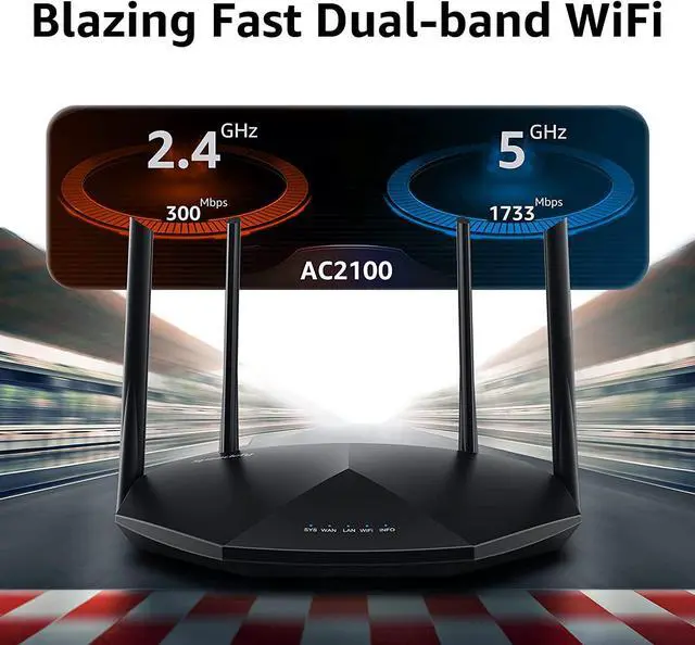 Alt view image 2 of 7 - High Speed Pro WiFi Router - Dual Band AC2100 Wireless Router for Streaming & Gaming Up to 35 Devices 2000 sq.ft Coverage 4X4 MU-MIMO USB Port Parental Control (Model: K8)