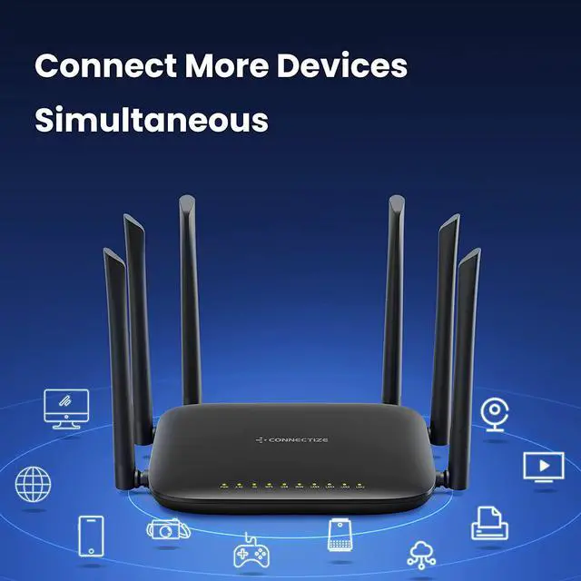 Alt view image 4 of 6 - Gigabit WiFi Router AC2100 Dual Band High Speed Wireless Router for Home & Gaming 6 Antennas MU-MIMO for Superb 2300 Sq.Ft Coverage & 30+ Devices Easy Setup Parental Control(Model: G6)