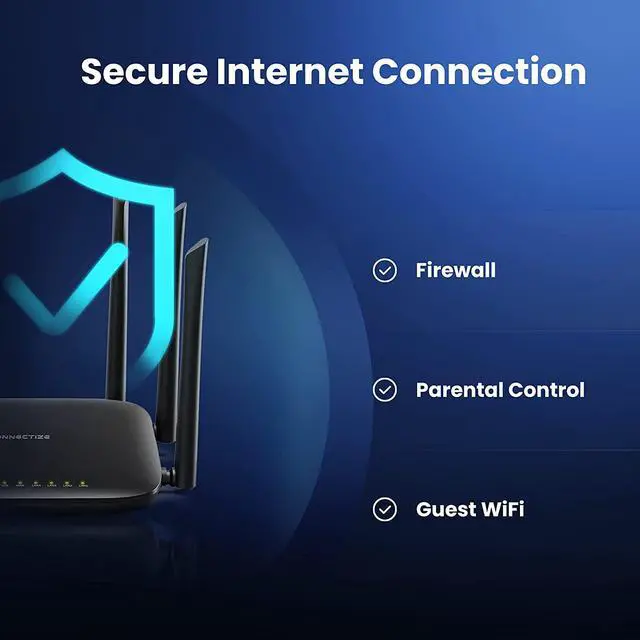 Alt view image 6 of 6 - Gigabit WiFi Router AC2100 Dual Band High Speed Wireless Router for Home & Gaming 6 Antennas MU-MIMO for Superb 2300 Sq.Ft Coverage & 30+ Devices Easy Setup Parental Control(Model: G6)