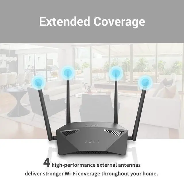 Alt view image 2 of 7 - D-Link DIR-1950 IEEE 802.11ac Ethernet Wireless Router - 2.40 GHz ISM Band - 5 GHz UNII Band - 4 x Antenna(4 x External) - 237.50 MB/s Wireless Speed - 4 x Network Port - 1 x Broadband Port - Gigabit