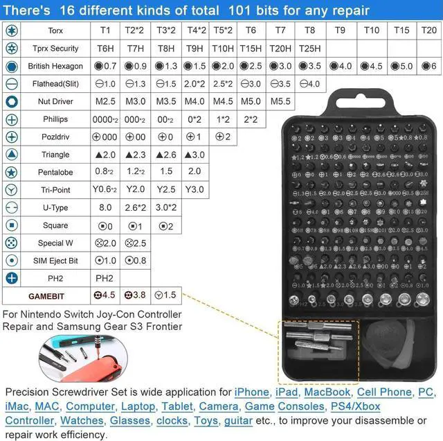 Alt view image 2 of 7 - 155 in 1 Computer Repair Kit Professional Electronic Repair Kit for Computer iPhone Laptop PC Tablet Cell phone Nintendo PS3 PS4 Xbox Macbook Camera Toy Drone Black