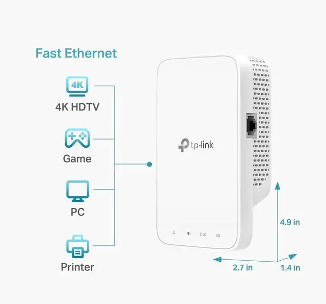 Alt view image 4 of 7 - TP-Link WiFi Extender with Ethernet Port, Dual Band 5GHz/2.4GHz (AC1200)