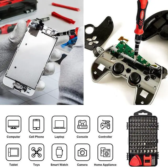 Alt view image 2 of 7 - STREBITO Precision Screwdriver Set 124-Piece Electronics Tool Kit with 101 Bits Magnetic Screwdriver Set for Computer, Laptop, Cell Phone, PC, MacBook, iPhone, PS4, PS5, Xbox Repair