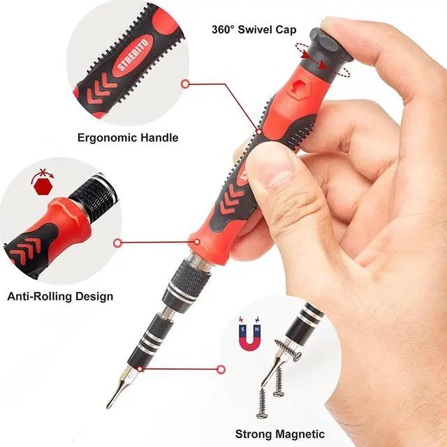 Alt view image 3 of 7 - STREBITO Precision Screwdriver Set 124-Piece Electronics Tool Kit with 101 Bits Magnetic Screwdriver Set for Computer, Laptop, Cell Phone, PC, MacBook, iPhone, PS4, PS5, Xbox Repair