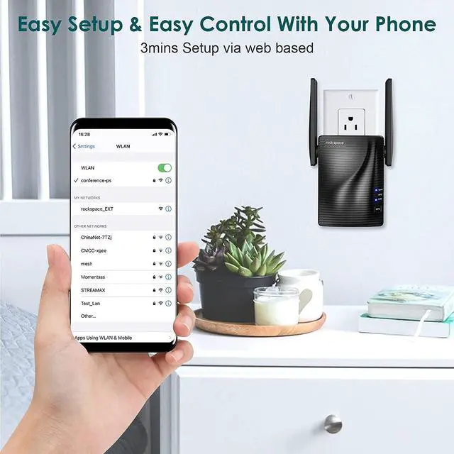 Alt view image 6 of 6 - WiFi Extender -  Wireless Signal Booster up to 1600sq.ft, 2.4 & 5GHz Dual Band Amplifier with Ethernet Port, Access Point, Wireless Internet Repeater Gigabit Wired Mode with 8 Second Setup